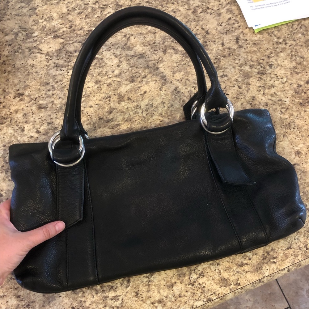 Black leather satchel